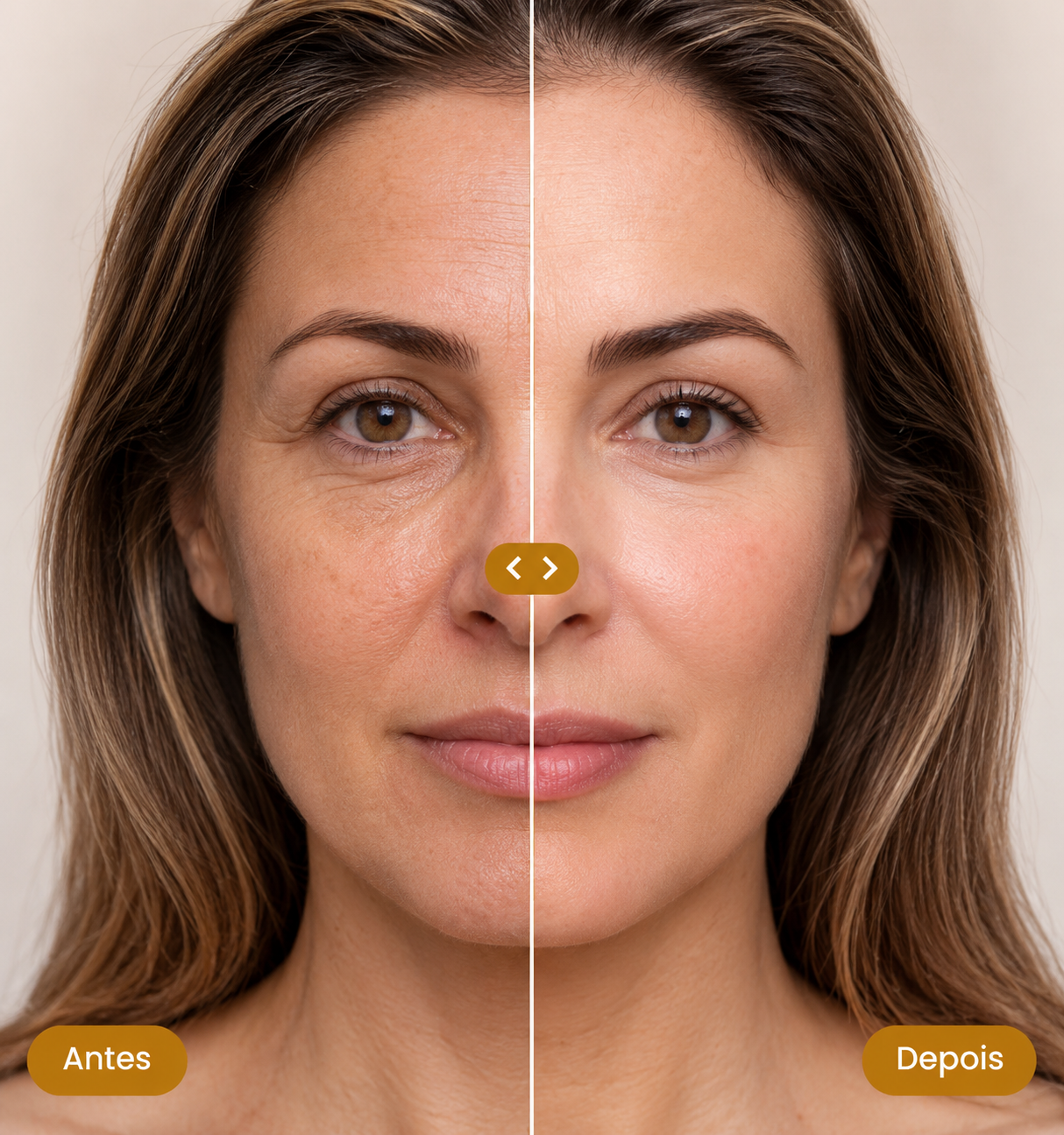 Resultado antes e depois — pele viçosa