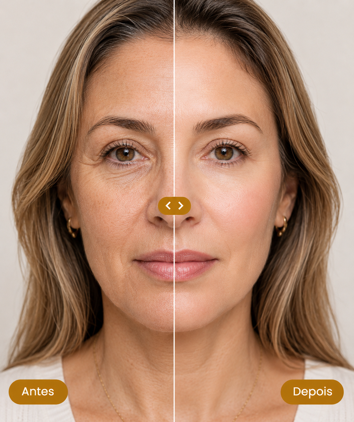 Resultado antes e depois — harmonização facial